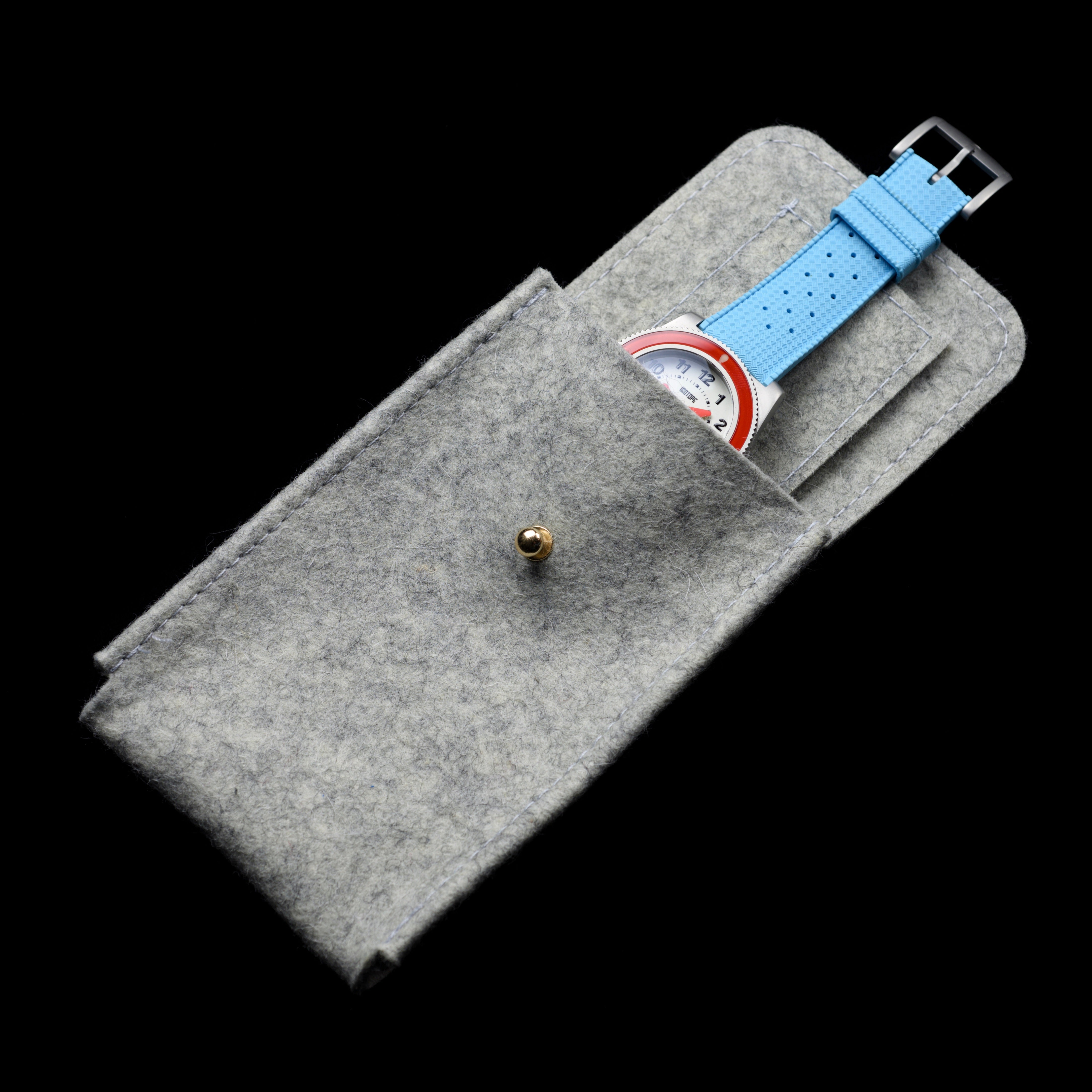 Natural Wool Felt Watch Pouch - Grey
