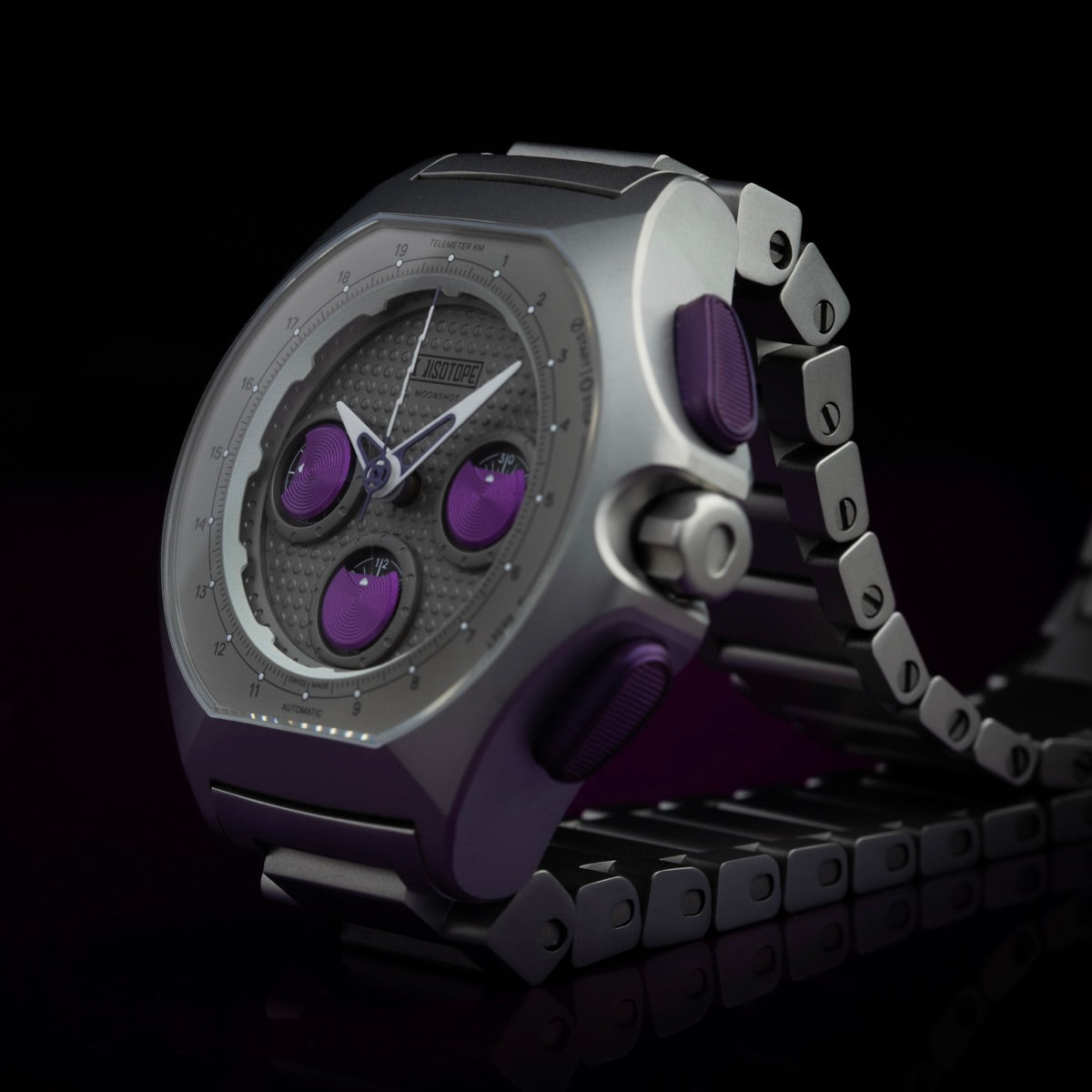 Isotope Moonshot Chronograph Thunderclap on a black background
