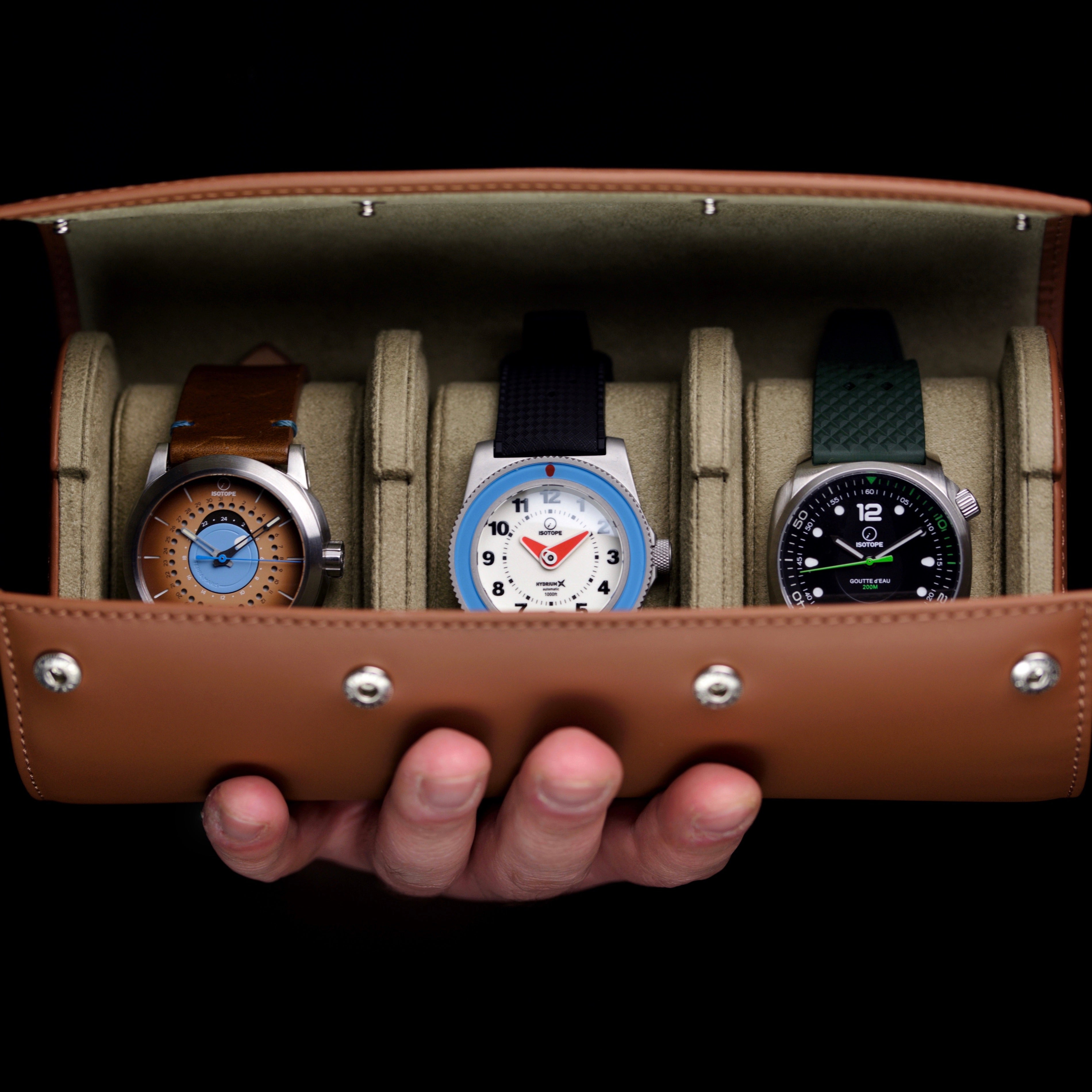 Leather Watch Roll - Camel Series