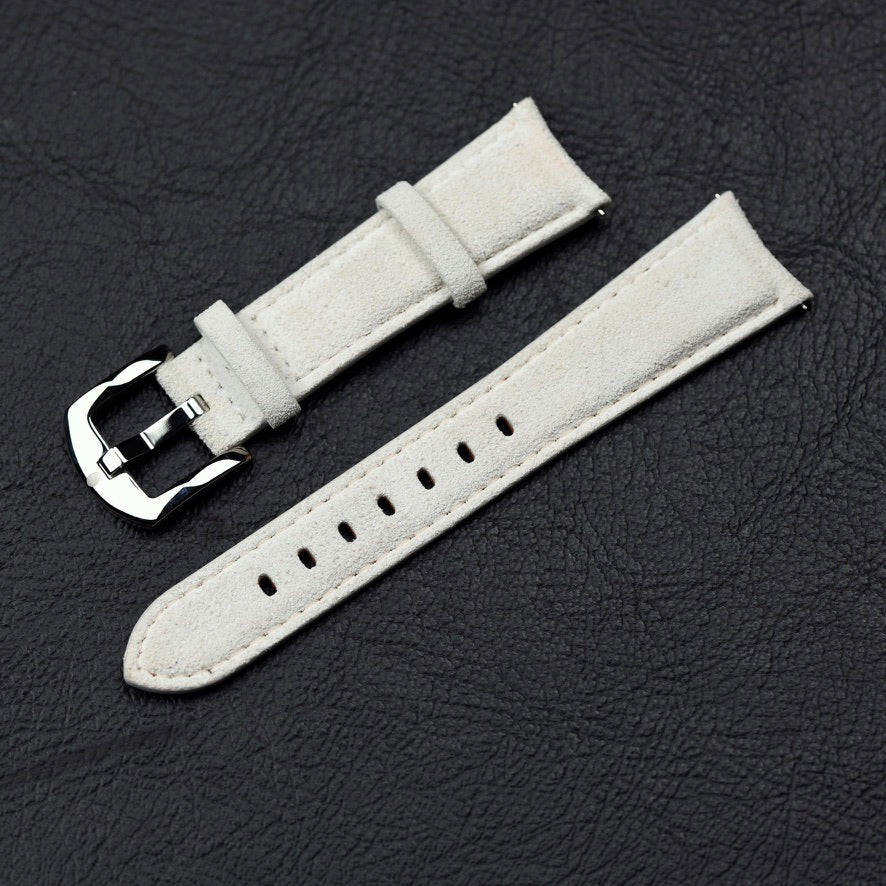 Chalk White Suede Round Quick-Release strap 20/18mm
