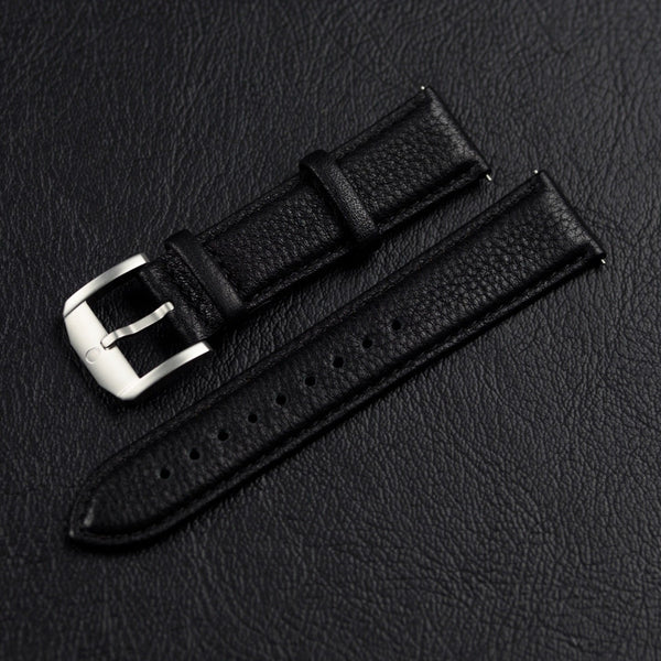 Black/Black stitching leather strap 22/20mm