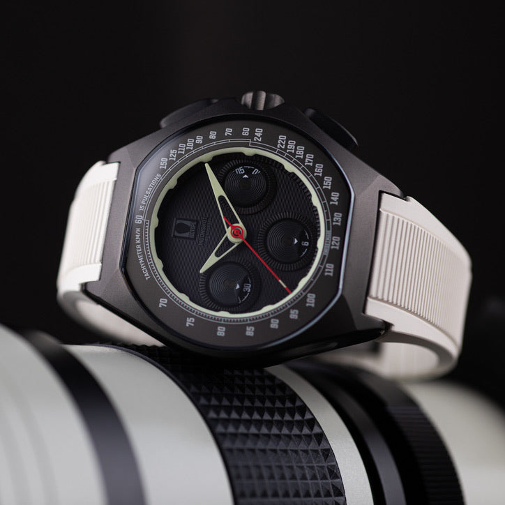 Close-up of a Moonshot Stealth with a white strap